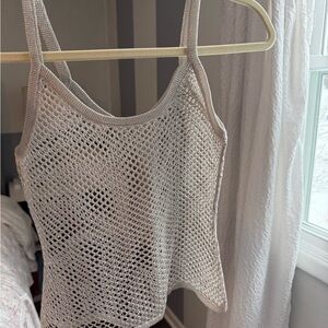 H&M Cream Crochet Knit Tank Top